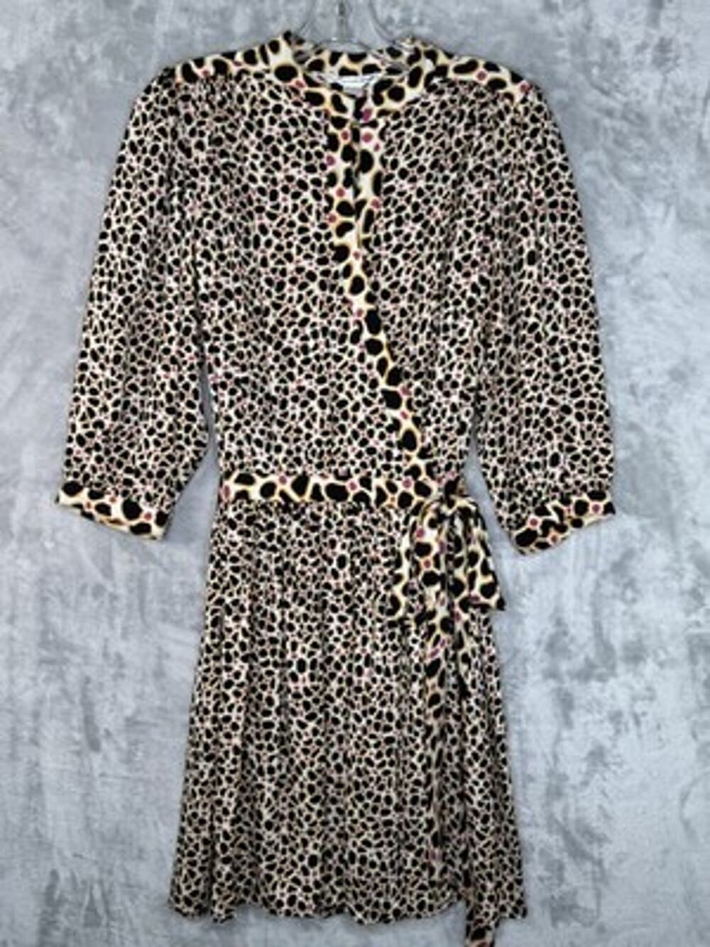 Diane Von Furstenberg Dress Womens 10 Silk Abel Animal Leopard Print Fit & Flare
